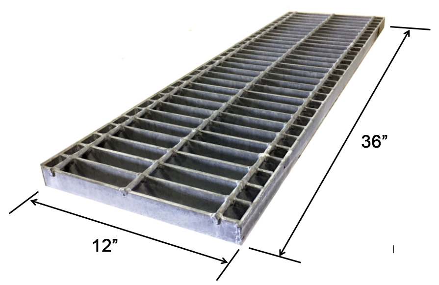 Metals Depot®  Galvanized Trench Drain Grate - 1 x 12 inch